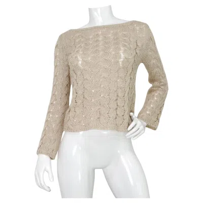 Pre-owned Chanel Knit Beige Sheer Linen Sweater Circa 2000 In Brown