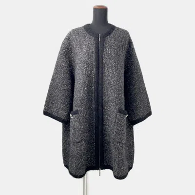 Pre-owned Chanel Knit Coat Size 36 Black Alpaca47% Cashmere35% Nylon16% Wool 2%