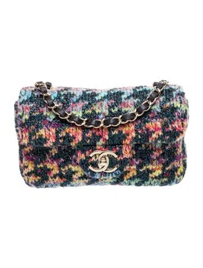 Pre-owned Chanel Knit Rectangular Mini Flap Bag In Blue