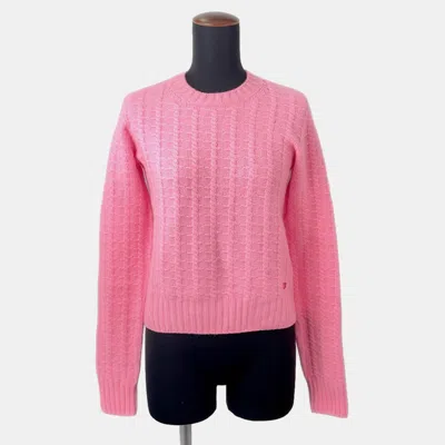 Pre-owned Chanel Knit Top Sweater With Cc Logo Size 36 Pink