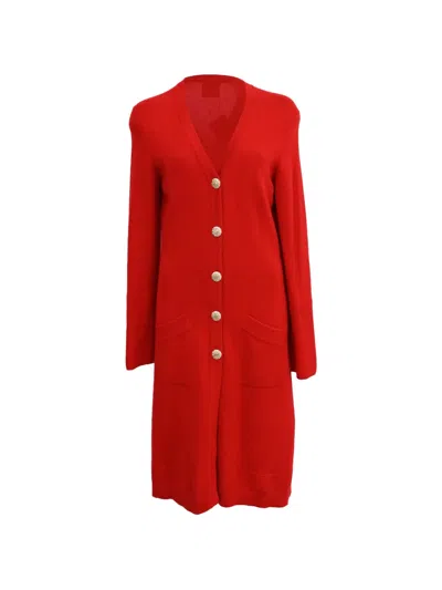 Pre-owned Chanel Knitted Long Cardigan In 红色
