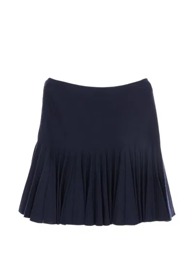 Pre-owned Chanel Knitted Pleated Mini Skirt In Blue