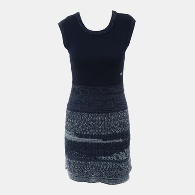 Pre-owned Chanel Knitted Sleeveless Dress Fr 34 In Blue