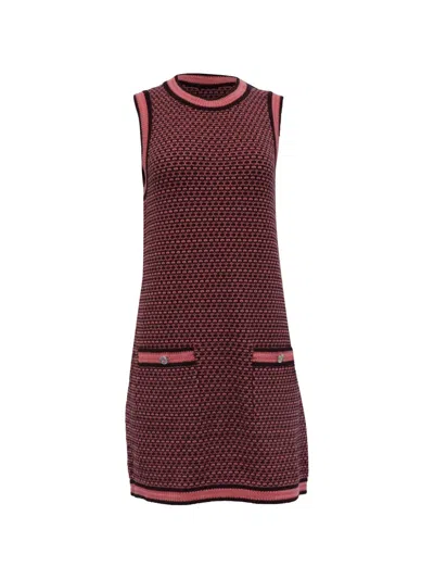 Pre-owned Chanel Knitted Sleeveless Mini Dress In Pink