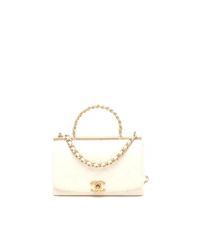 Pre-owned Chanel La Parisienne Flap Bag In White