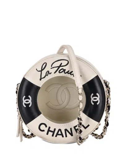 Pre-owned Chanel La Pausa Lifesaver Cross Body Bag In Neutral