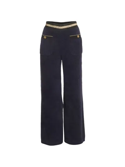 Pre-owned Chanel La Pausa Wide-leg Trousers In Blue