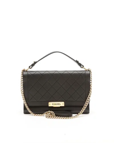 Pre-owned Chanel Label Click Flap Bag In Black
