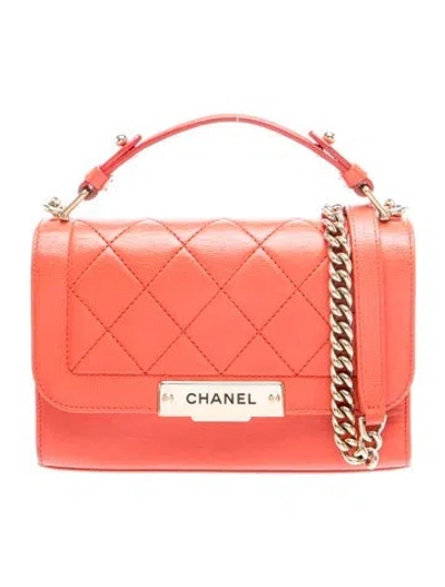 Pre-owned Chanel Label Click Flap Bag In Red