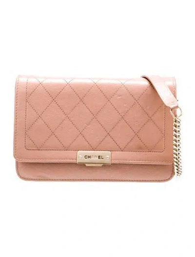 Pre-owned Chanel Label Click Wallet On Chain In Neutral