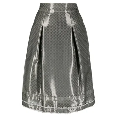 Pre-owned Chanel Lace-trimmed Miniskirt In Gray