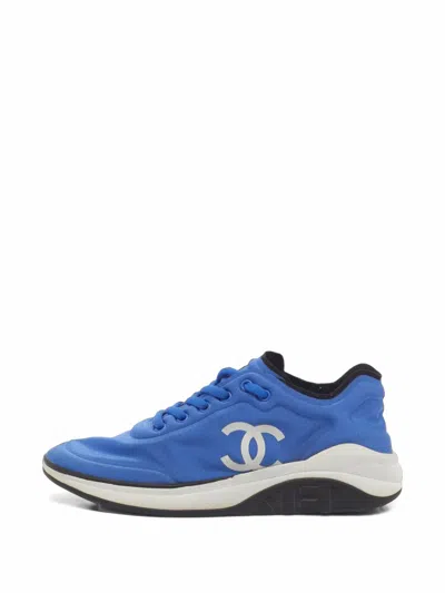 Pre-owned Chanel Lace-up Sneakers In Blue