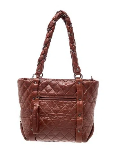 Pre-owned Chanel Lady Braid Ligne Tote In Burgundy