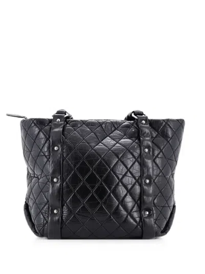 Pre-owned Chanel Lady Braid Shopping Tote Quilted Distressed Lambskin Small Shoulder Bag In 黑色