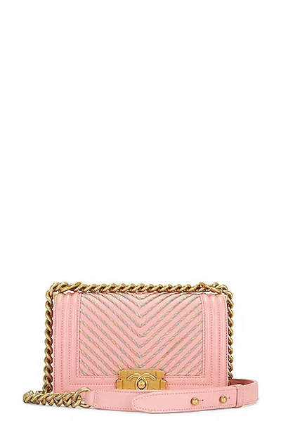 Pre-owned Chanel Boy Leather Chain Shoulder Bag In Pink