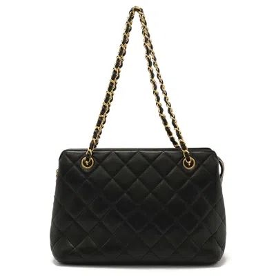 Pre-owned Chanel Lambskin Chain Tote Bag Black