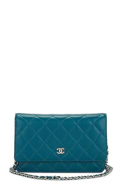 Pre-owned Chanel Lambskin Matelasse Chain Shoulder Bag In Blue
