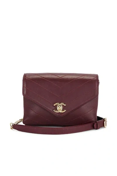 Pre-owned Chanel Lambskin Coco Belt Bag In Burgundy