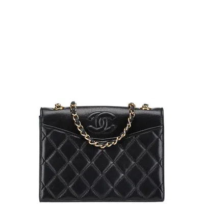 Pre-owned Chanel Lambskin Coco Mark Matelasse Chain Bag In Black