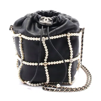 Pre-owned Chanel Lambskin Coco Mark Shoulder Bag In Black