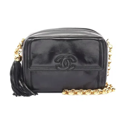 Pre-owned Chanel Lambskin Coco Mark Shoulder Bag In Black