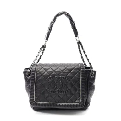 Pre-owned Chanel Lambskin Coco Mark Shoulder Bag In Black