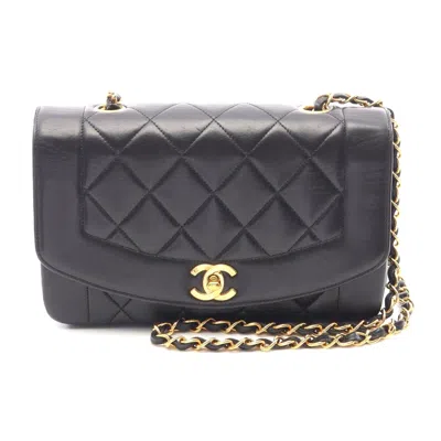 Pre-owned Chanel Lambskin Diana Flap Shoulder Bag Black