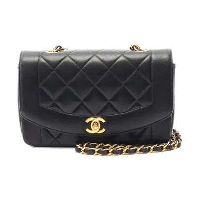 Pre-owned Chanel Lambskin Diana Flap Shoulder Bag Black