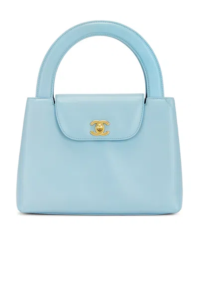 Pre-owned Chanel Lambskin Kelly Turnlock Handbag In Blue