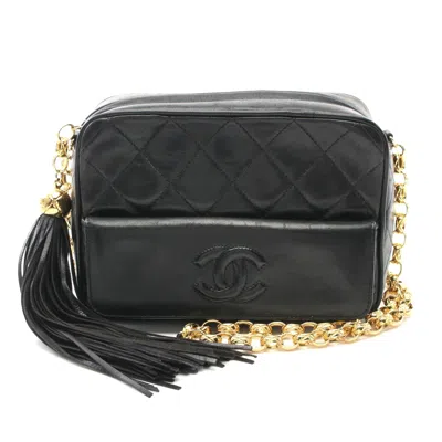 Pre-owned Chanel Lambskin Matelasse Shoulder Bag Black