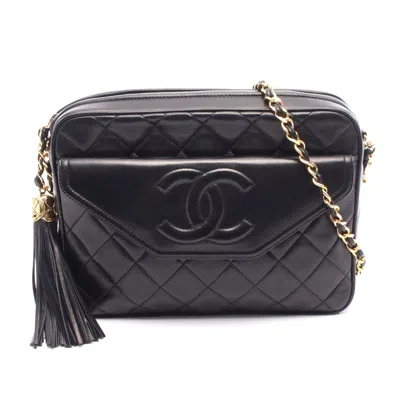 Pre-owned Chanel Lambskin Matelasse Shoulder Bag Black