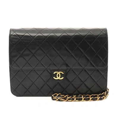Pre-owned Chanel Lambskin Matelasse Single Flap Bag In Black