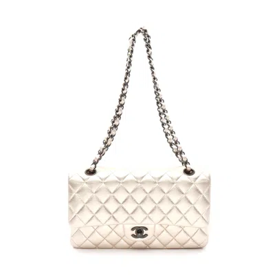 Pre-owned Chanel Lambskin Matelasse W Flap Shoulder Bag In Gold