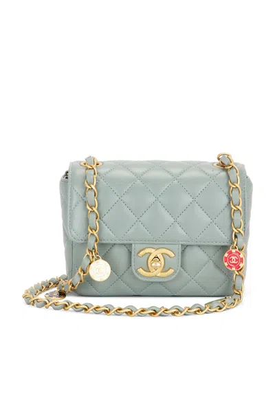 Pre-owned Chanel Lambskin Mini Casino Royale Charms Square Flap Bag In Blue
