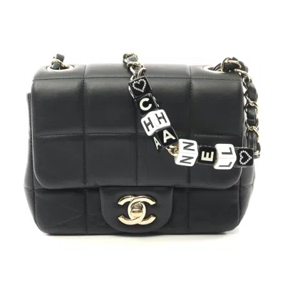 Pre-owned Chanel Lambskin Mini Flap Shoulder Bag In Black