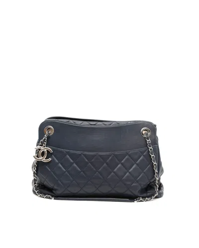 Chanel Lambskin Quilted Cc Charm Tote Bag In Navy