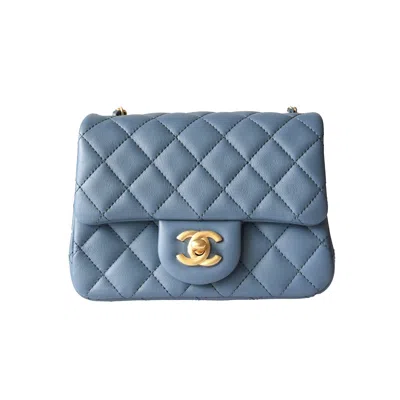 Pre-owned Chanel Lambskin Quilted Flap Bag Gold Hardware Blue