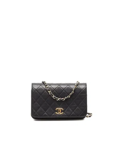 Pre-owned Chanel Lambskin Quilted Full Flap Bag In Black