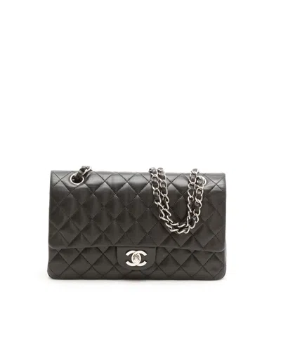 Pre-owned Chanel Lambskin Quilted Medium Classic Double Flap Bag In Black