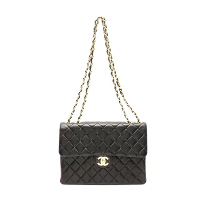 Pre-owned Chanel Lambskin Single Flap Shoulder Bag Black