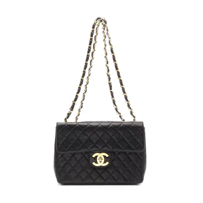 Pre-owned Chanel Lambskin Single Flap Shoulder Bag Black