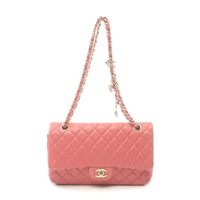 Pre-owned Chanel Lambskin Single Flap Shoulder Bag In Pink