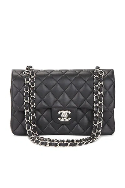 Pre-owned Chanel Lambskin Small Classic Double Flap Bag In Black