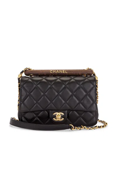 Pre-owned Chanel Lambskin Small Wenge Wood Flap Bag In Black