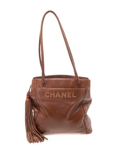 Pre-owned Chanel Lambskin Tassel Tote Bag In Blue