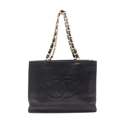 Pre-owned Chanel Lambskin Tote Bag Black