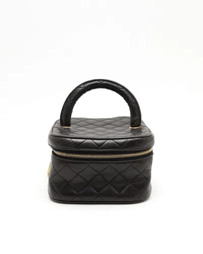 Pre-owned Chanel Lambskin Vanity Case In Black