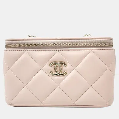 Pre-owned Chanel Lambskin Vanity Small Crossbody Bag In Pink
