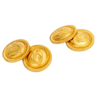 Pre-owned Chanel Lanvin 80's Matt Gold Cufflinks In Multi