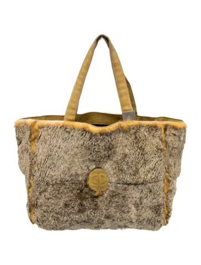 Pre-owned Chanel Lapin Rabbit Fur Tote W/ Pouch In Yellow